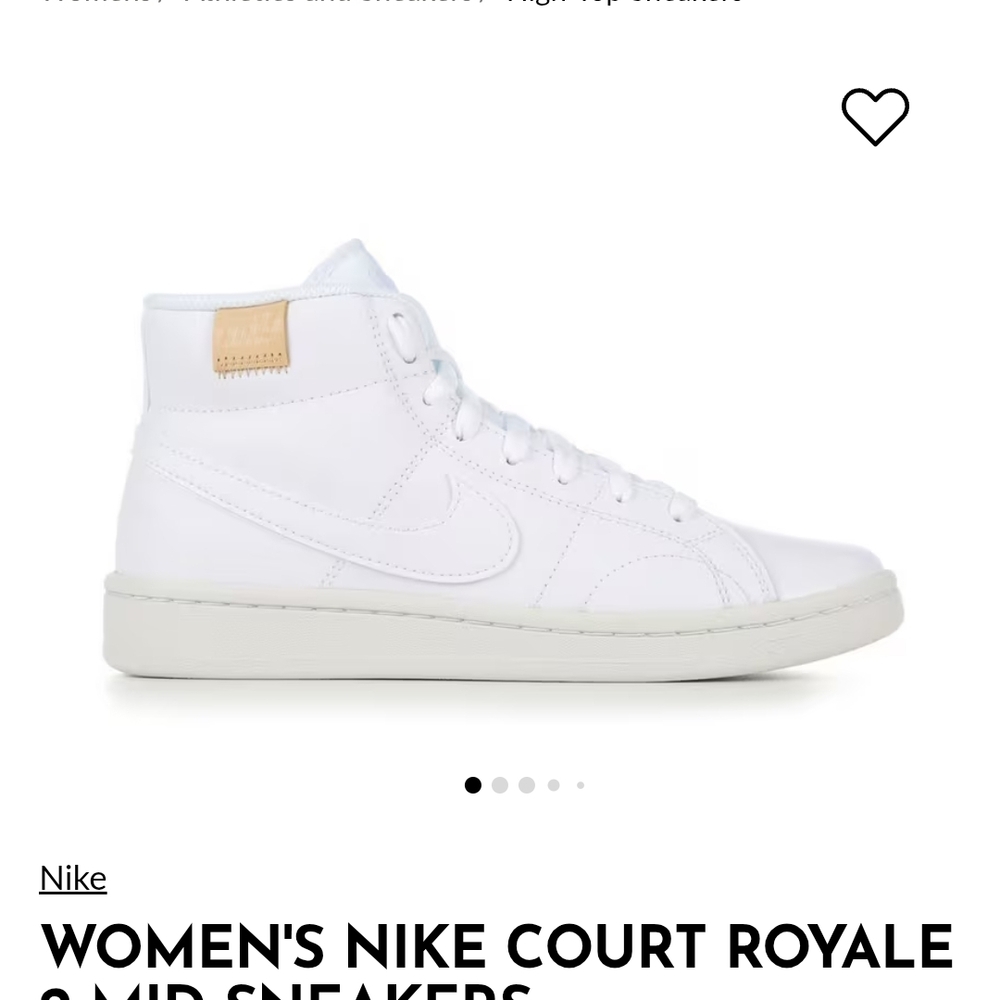 Nike Women's White Court Royale 2 Mid Sneaker